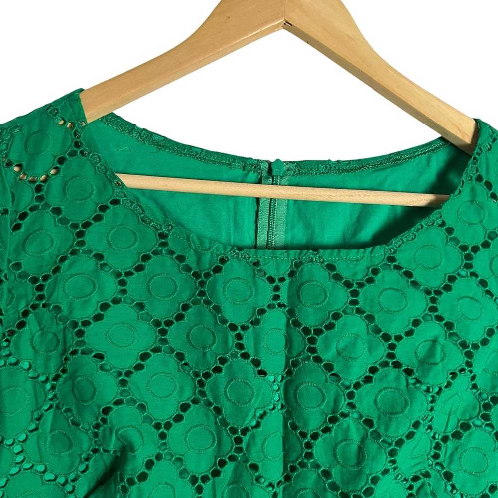 Talbots Kelly Green Eyelet Lace Long Sleeve Knee … - image 3