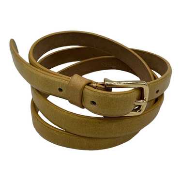 Talbots Tan Leather Skinny Belt Gold Buckle Women 