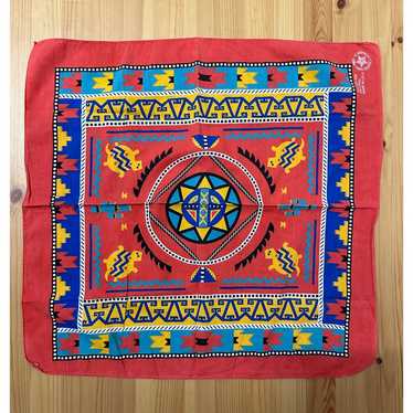 Vintage 90s Southwestern Style Bandana 19x20” mad… - image 1