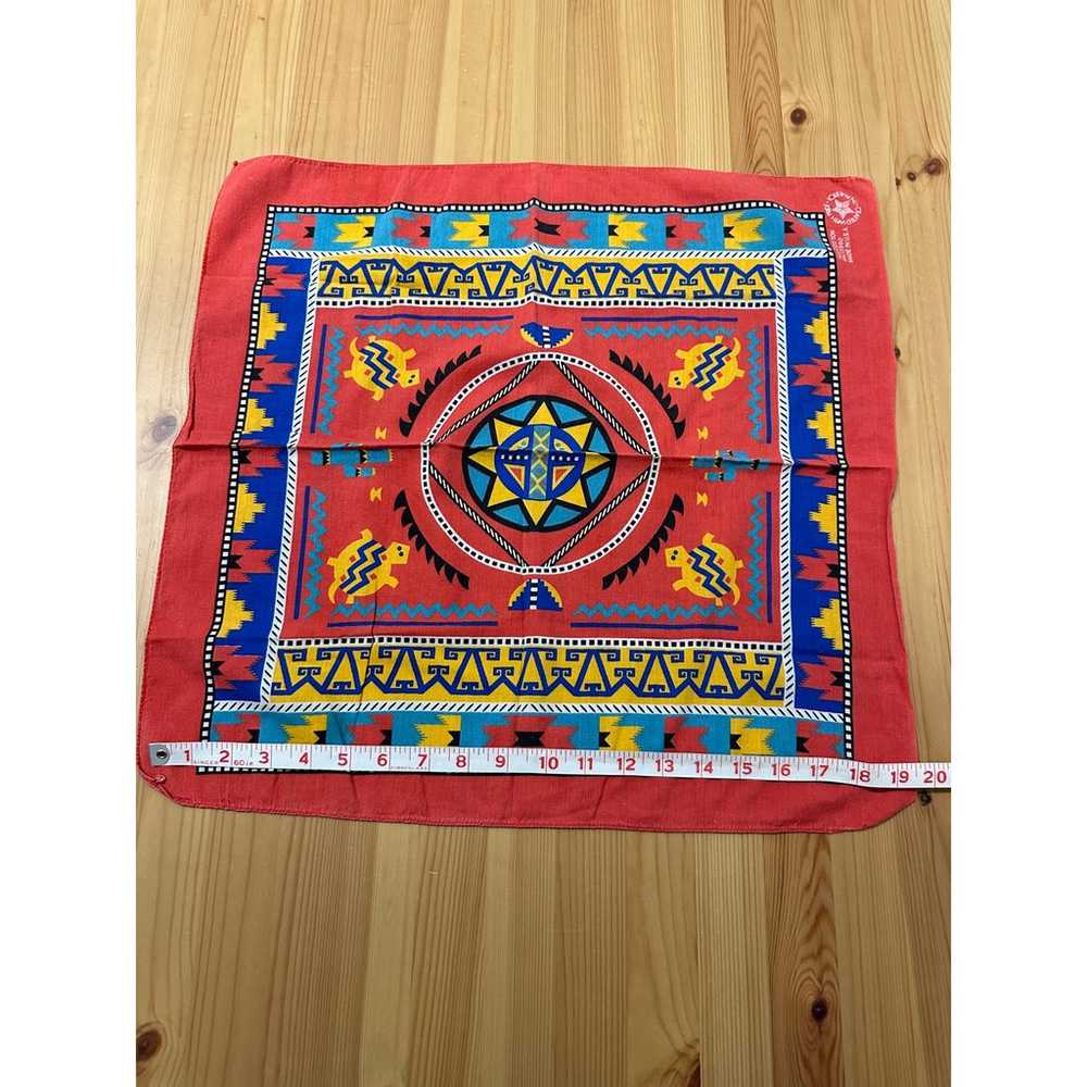 Vintage 90s Southwestern Style Bandana 19x20” mad… - image 2