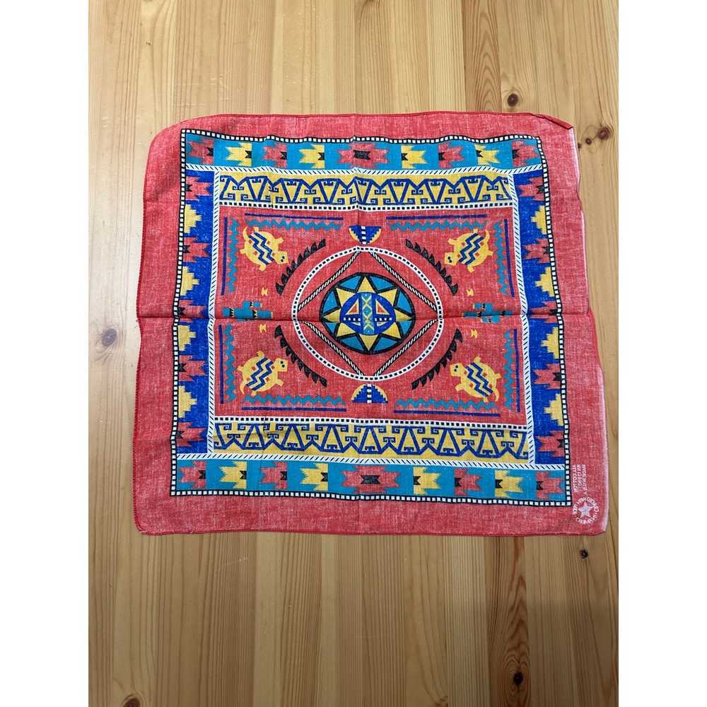 Vintage 90s Southwestern Style Bandana 19x20” mad… - image 4