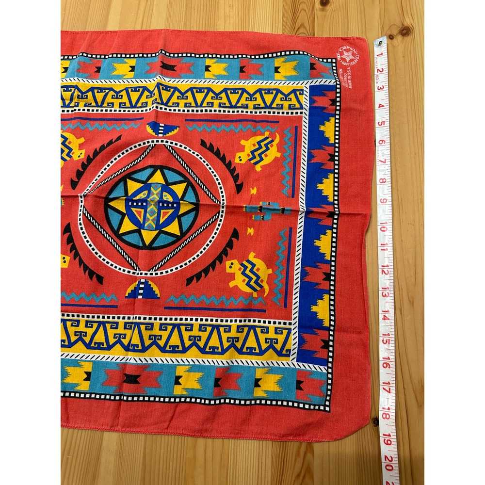 Vintage 90s Southwestern Style Bandana 19x20” mad… - image 5