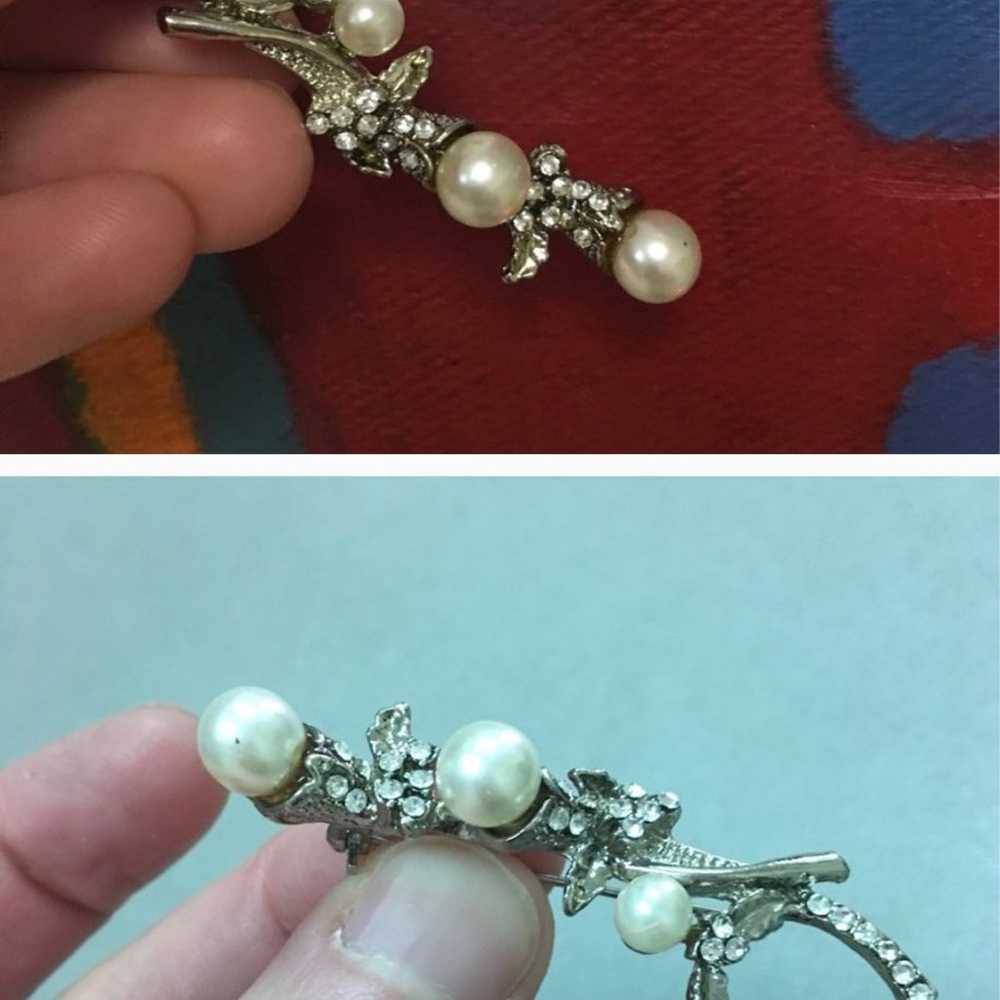 Beautiful pearl and stone brooch vintage - image 1