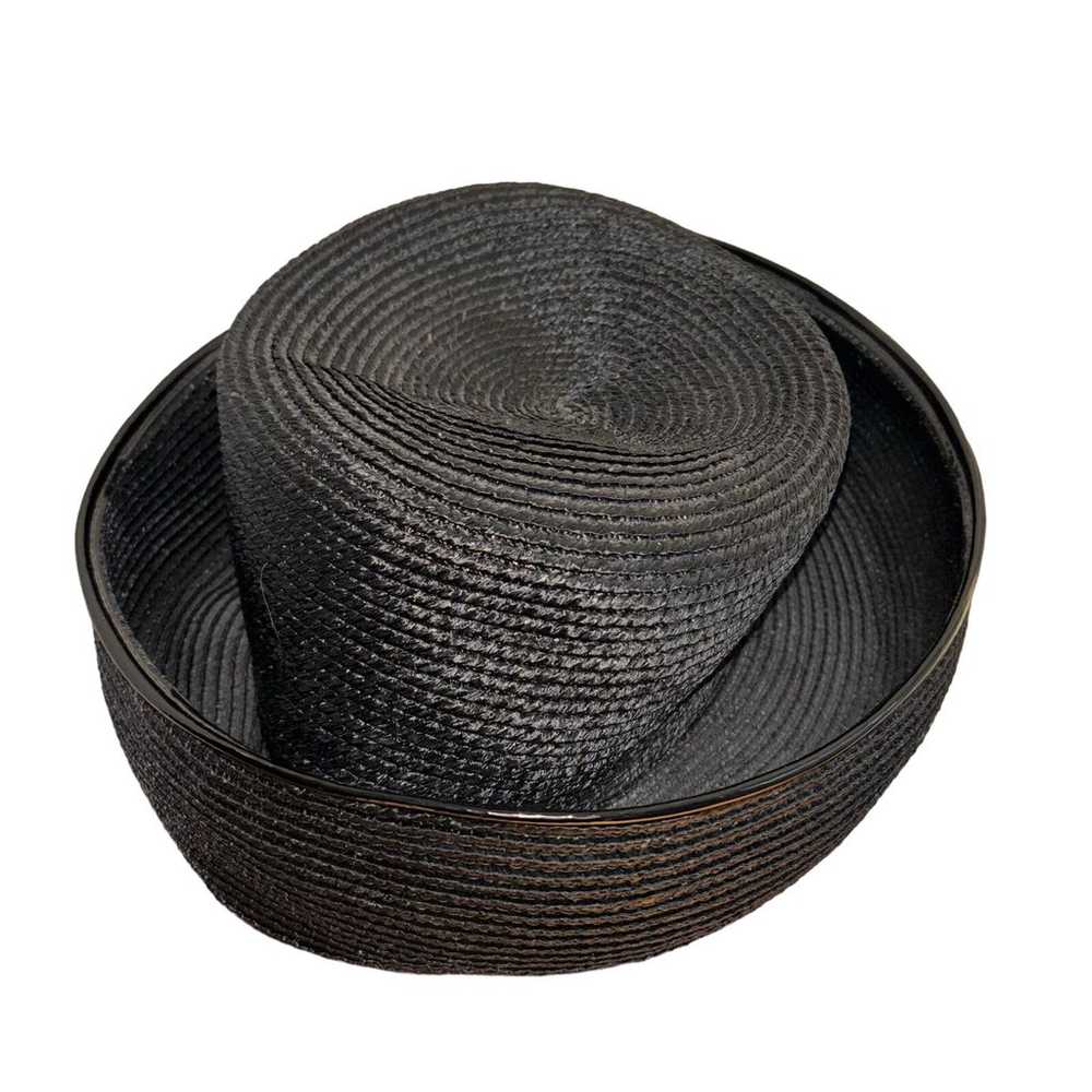 Woman's Black Straw Hat Vintage Dowa for Jordan M… - image 2