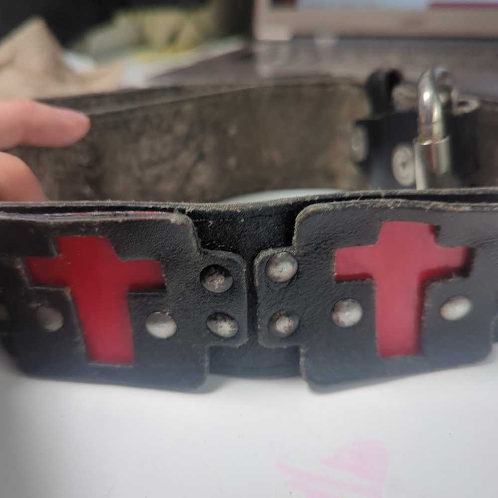 Vintage Red and Black Leather belt - image 1