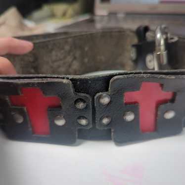 Vintage Red and Black Leather belt - image 1