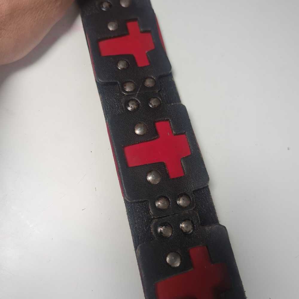 Vintage Red and Black Leather belt - image 3