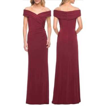 La Femme Ruched Surplice Jersey Gown 4 - image 1