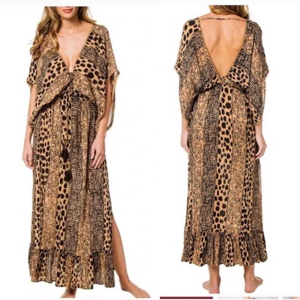 Anthropologie Z&L boho leopard print maxi dress c… - image 1