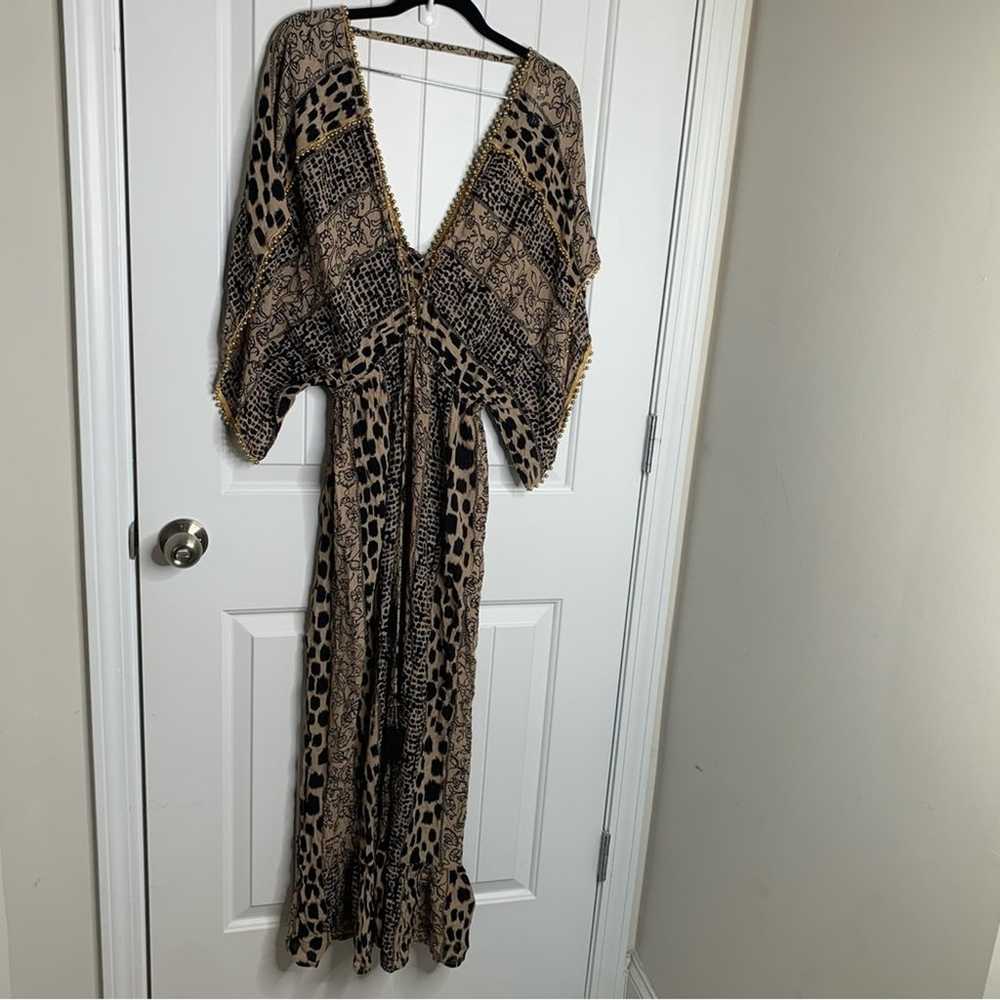 Anthropologie Z&L boho leopard print maxi dress c… - image 2