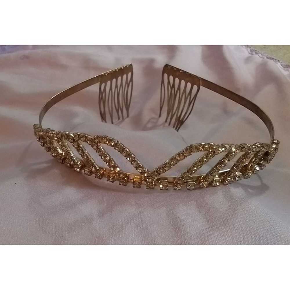 Vintage Rhinestone Hair Comb Headband Elegant Cry… - image 1