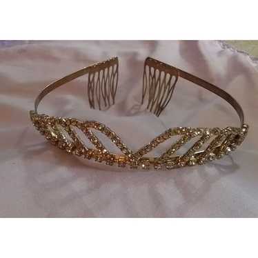 Vintage Rhinestone Hair Comb Headband Elegant Cry… - image 1