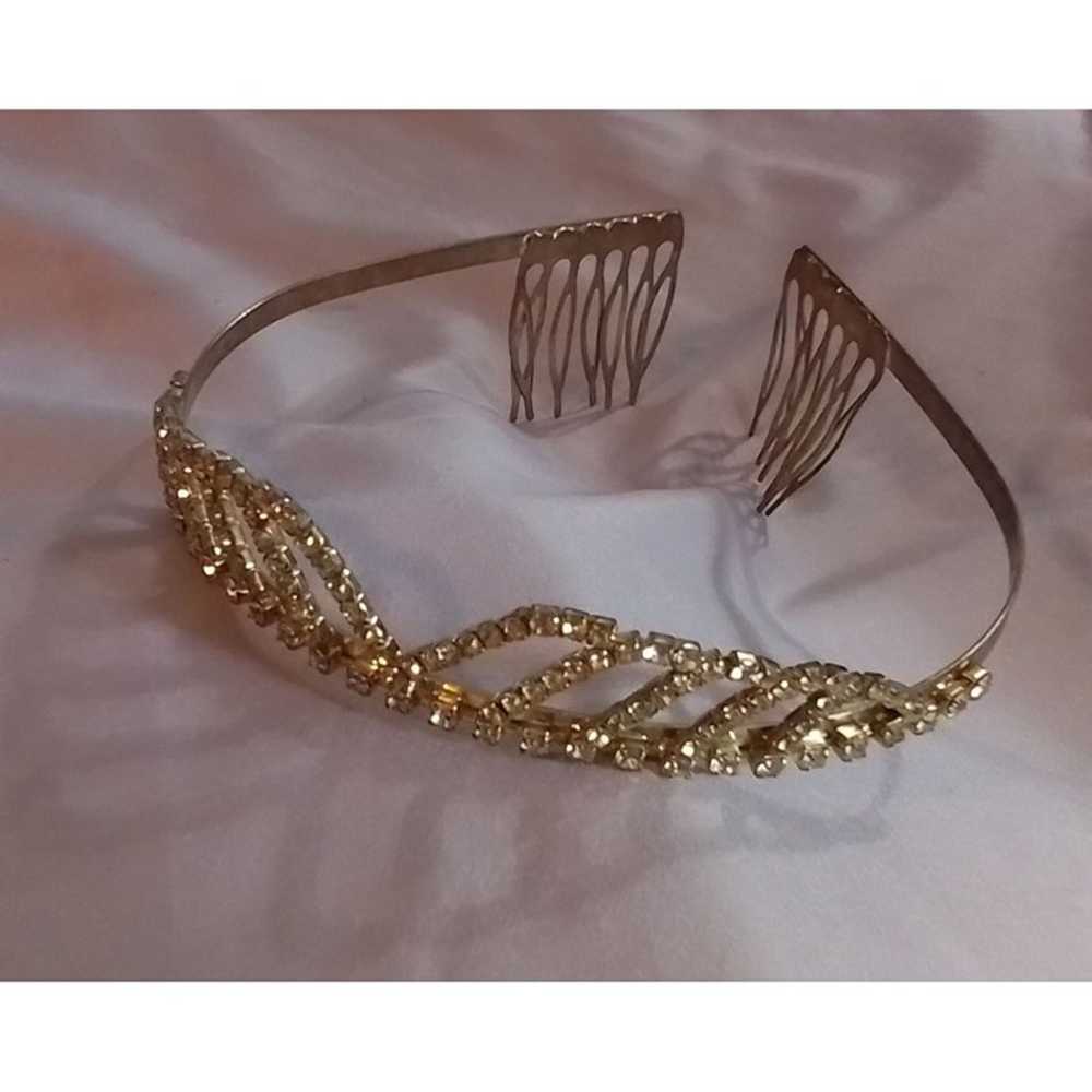 Vintage Rhinestone Hair Comb Headband Elegant Cry… - image 2