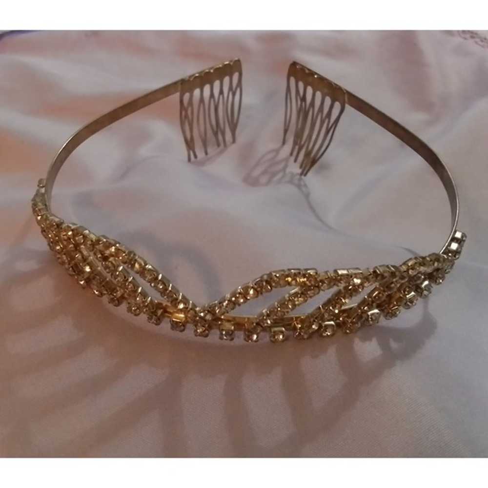 Vintage Rhinestone Hair Comb Headband Elegant Cry… - image 3