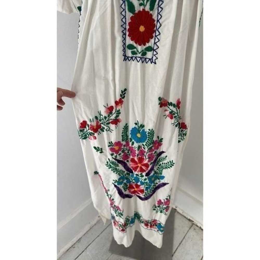 Vintage Cotton Fully Embroidered Mexican Boho Dre… - image 4