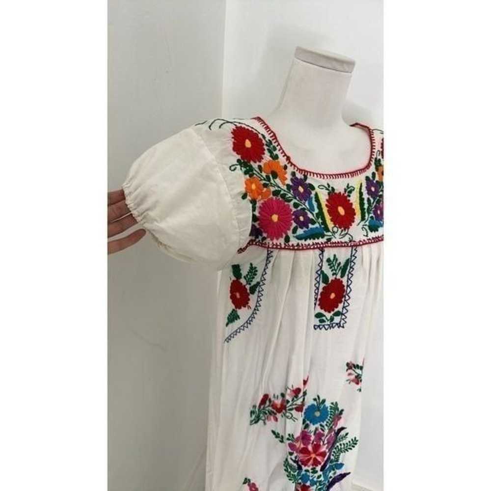 Vintage Cotton Fully Embroidered Mexican Boho Dre… - image 5