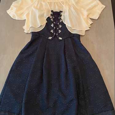 Navy Flower Pattern Party Dress - image 1