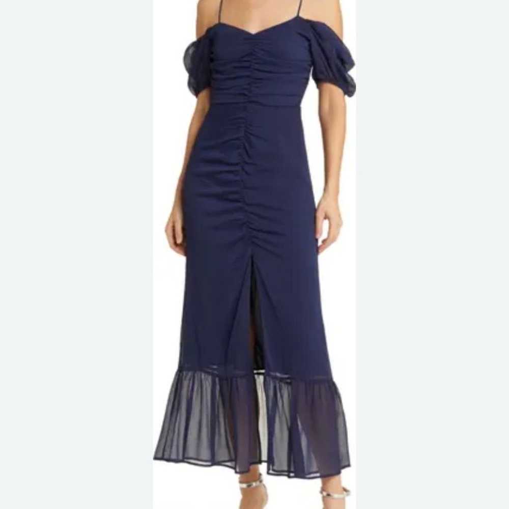 Elegant Navy Off-Shoulder Dress - image 2