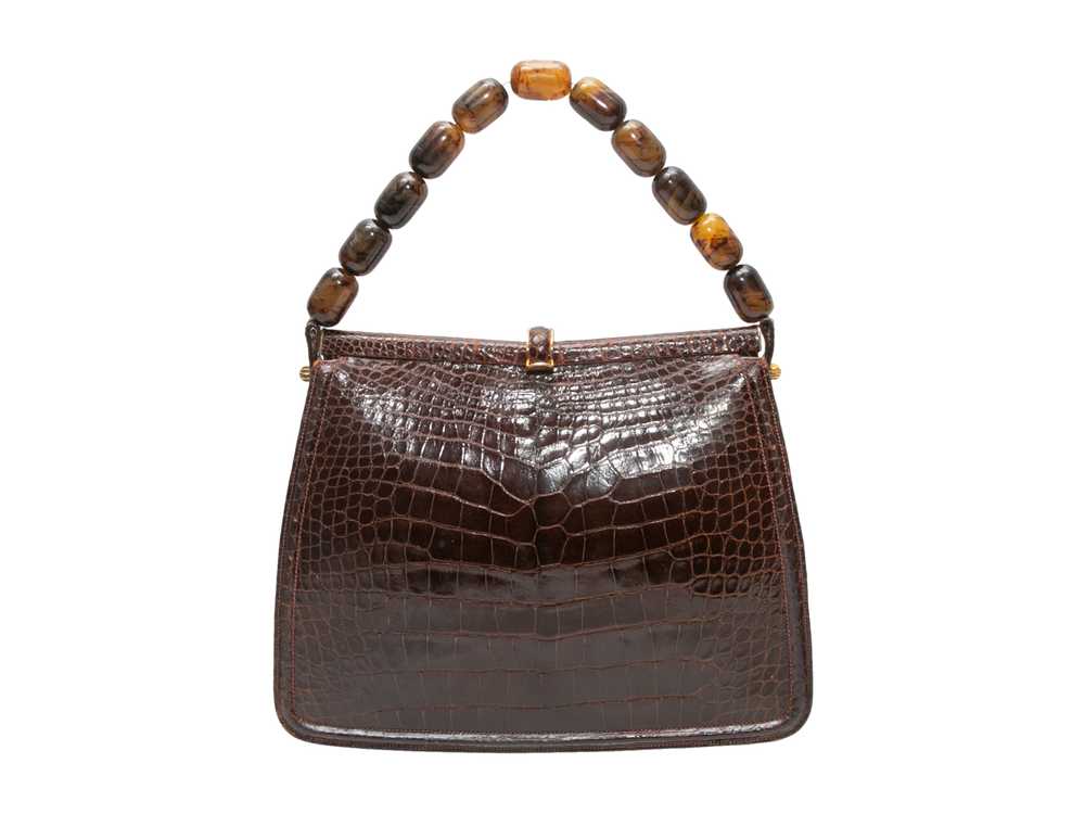 Vintage Brown Lucille de Paris Alligator Beaded H… - image 1