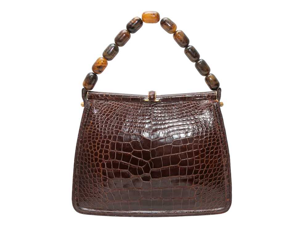 Vintage Brown Lucille de Paris Alligator Beaded H… - image 3