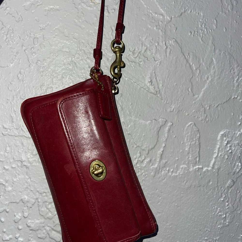 vintage Coach turnlock wristlet clutch - image 2