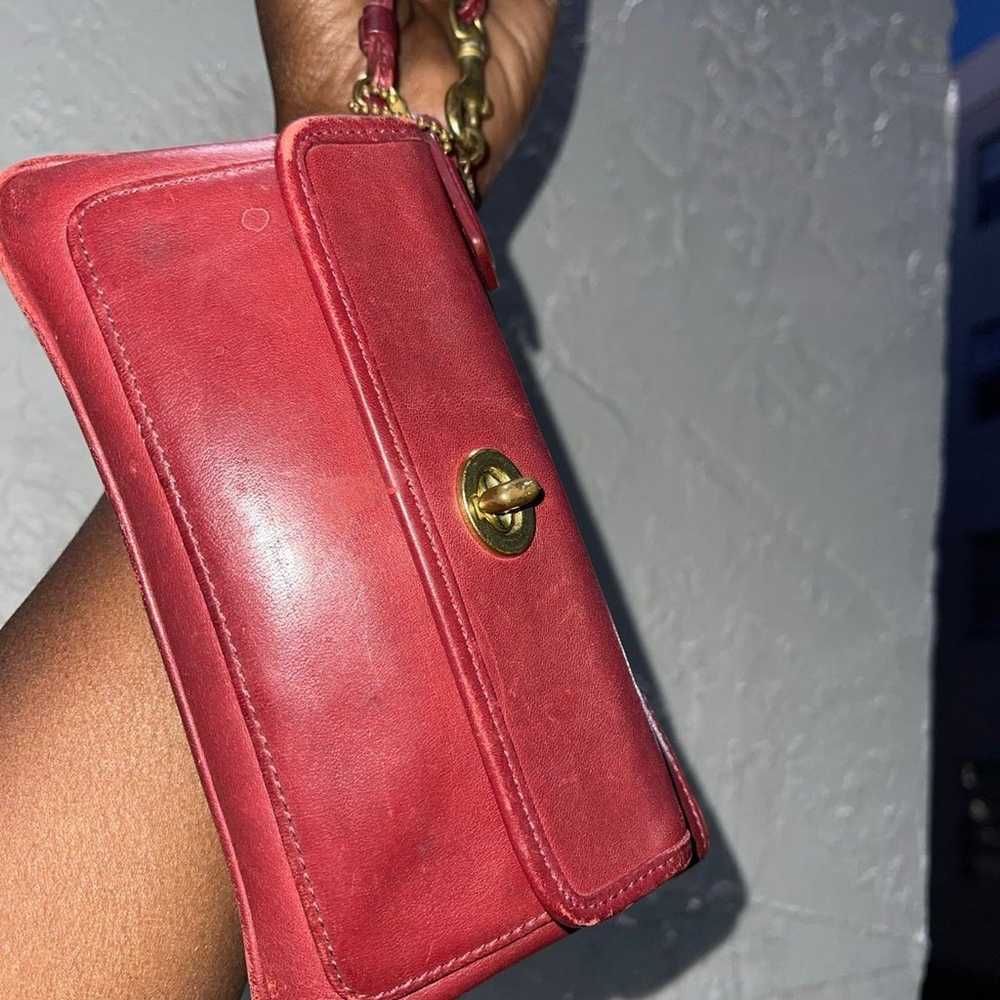 vintage Coach turnlock wristlet clutch - image 3