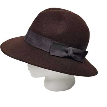 Vintage 1980s Lancaster 100% Wool Brown Fedora