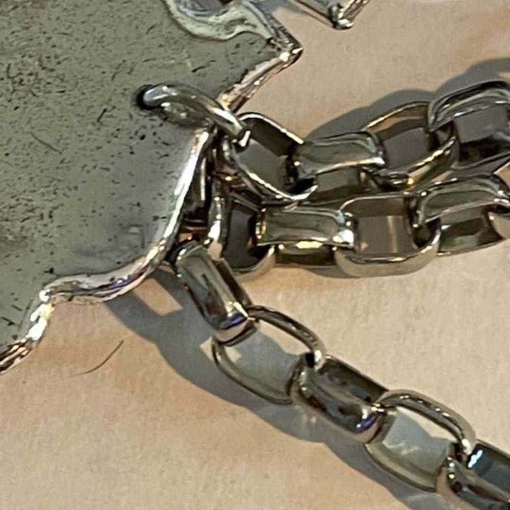 Chain Double silver vintage 90’s metal wide belt - image 7