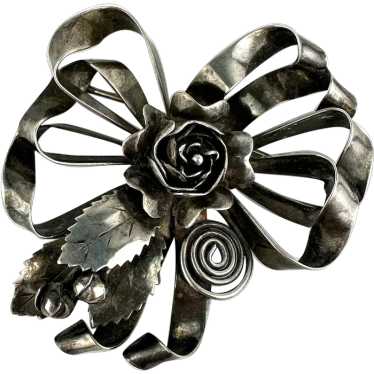 Vintage Hobe Sterling Silver Floral Brooch