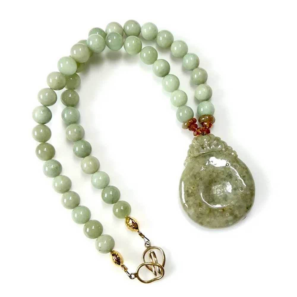 Natural Green and Golden Hand Carved Jade Dragon … - image 6