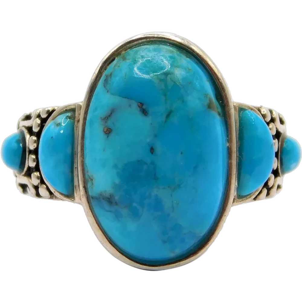 Tempting Turquoise Sterling Silver Statement Ring… - image 1