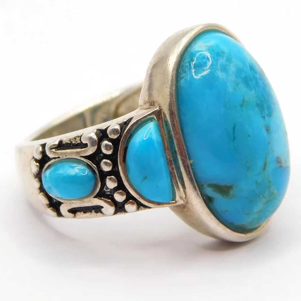 Tempting Turquoise Sterling Silver Statement Ring… - image 3