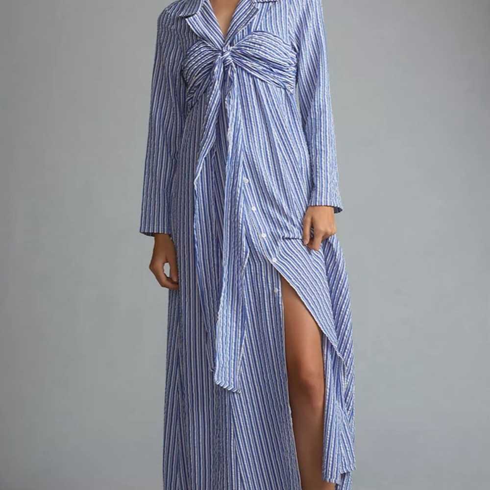 Anthropologie  Porridge Tie-Front Shirt Dress Siz… - image 1