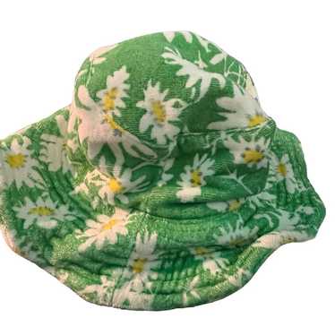 VINTAGE FREE PEOPLE BUCKET HAT GREEN FLOWER TERRYC