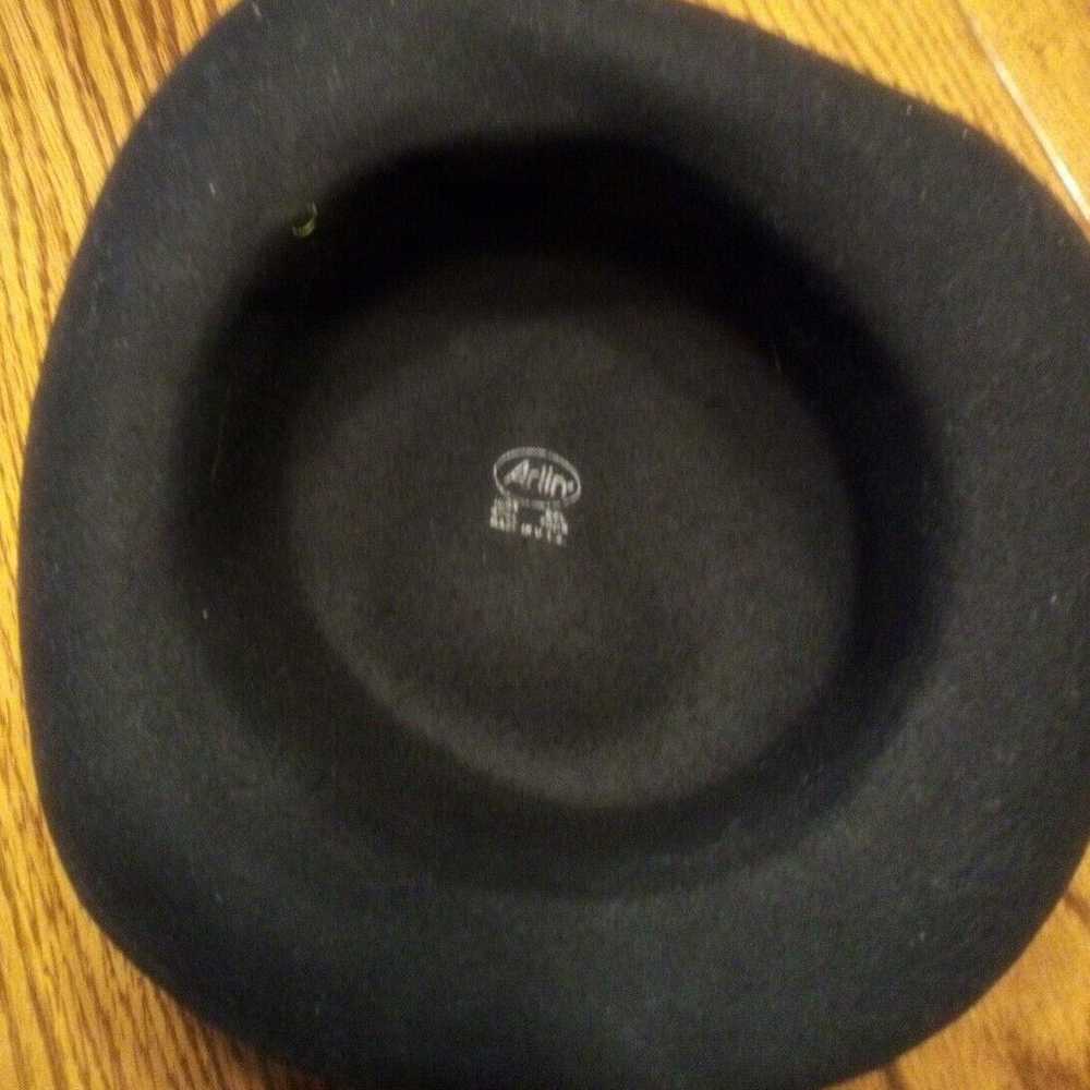 Vintage Antique Arlin Black 100% Wool Felt Derby … - image 5