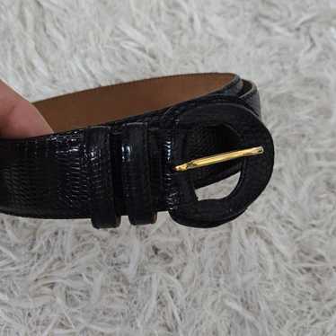 Black lizard leather belt