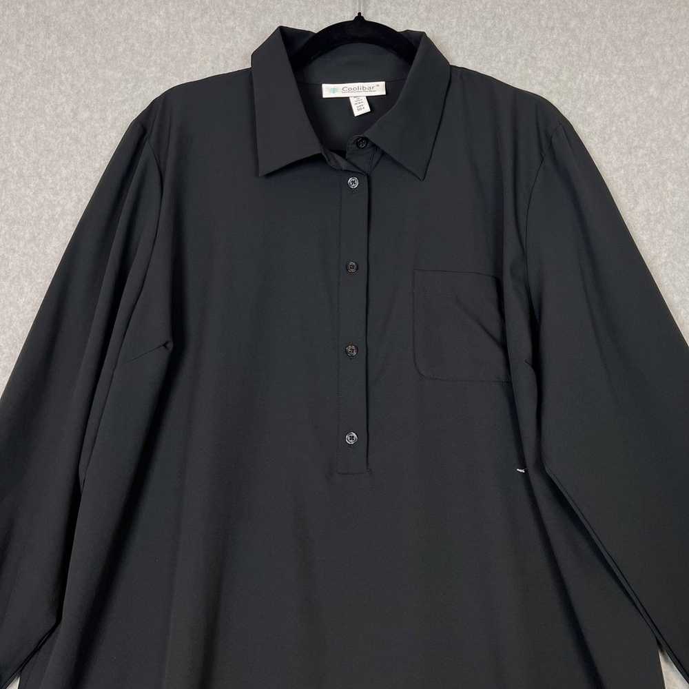 Coolibar Black Long Sleeve Maxi Shirt Dress Size … - image 2