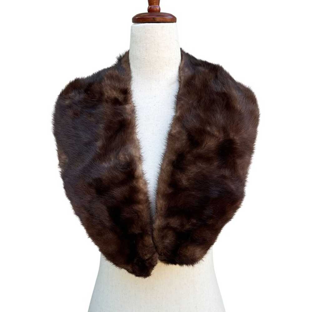 Vintage Womens Handmade Brown Mink Fur Stole Coll… - image 1