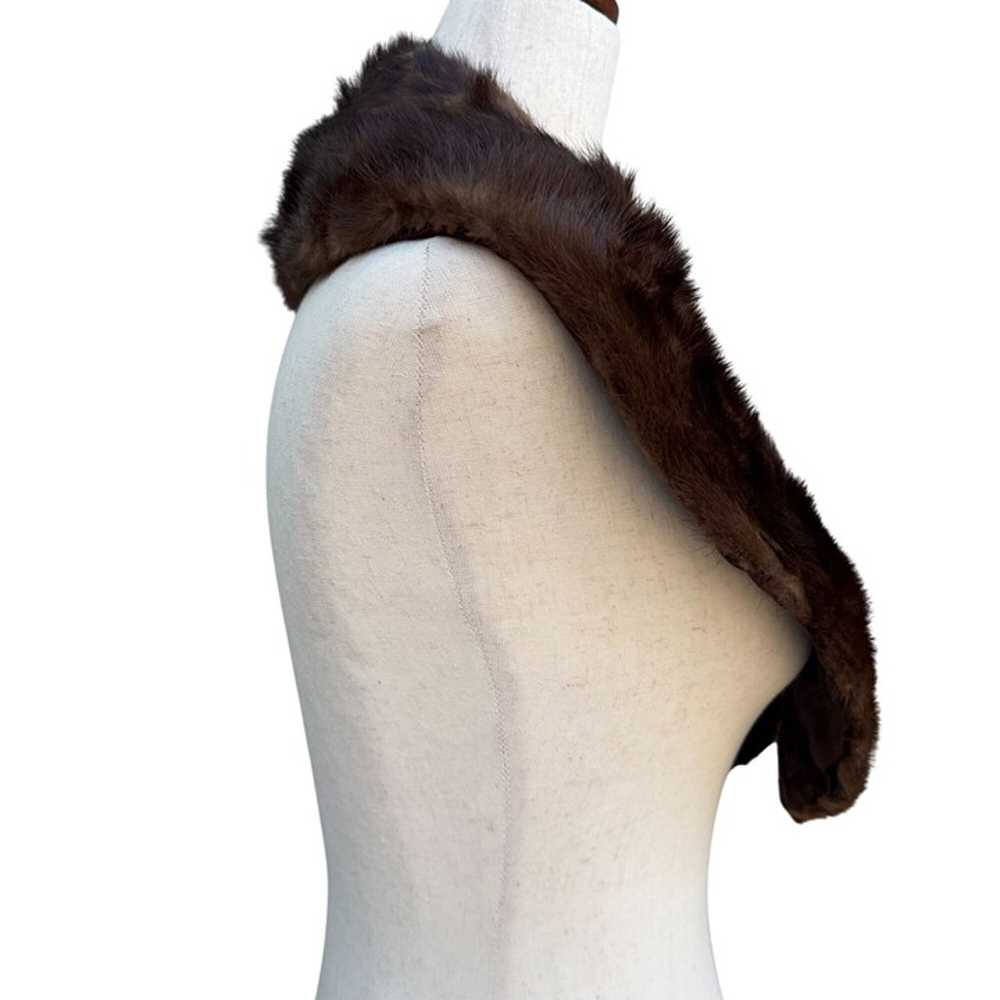 Vintage Womens Handmade Brown Mink Fur Stole Coll… - image 2