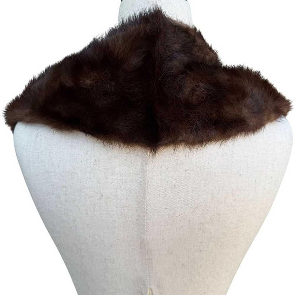 Vintage Womens Handmade Brown Mink Fur Stole Coll… - image 3