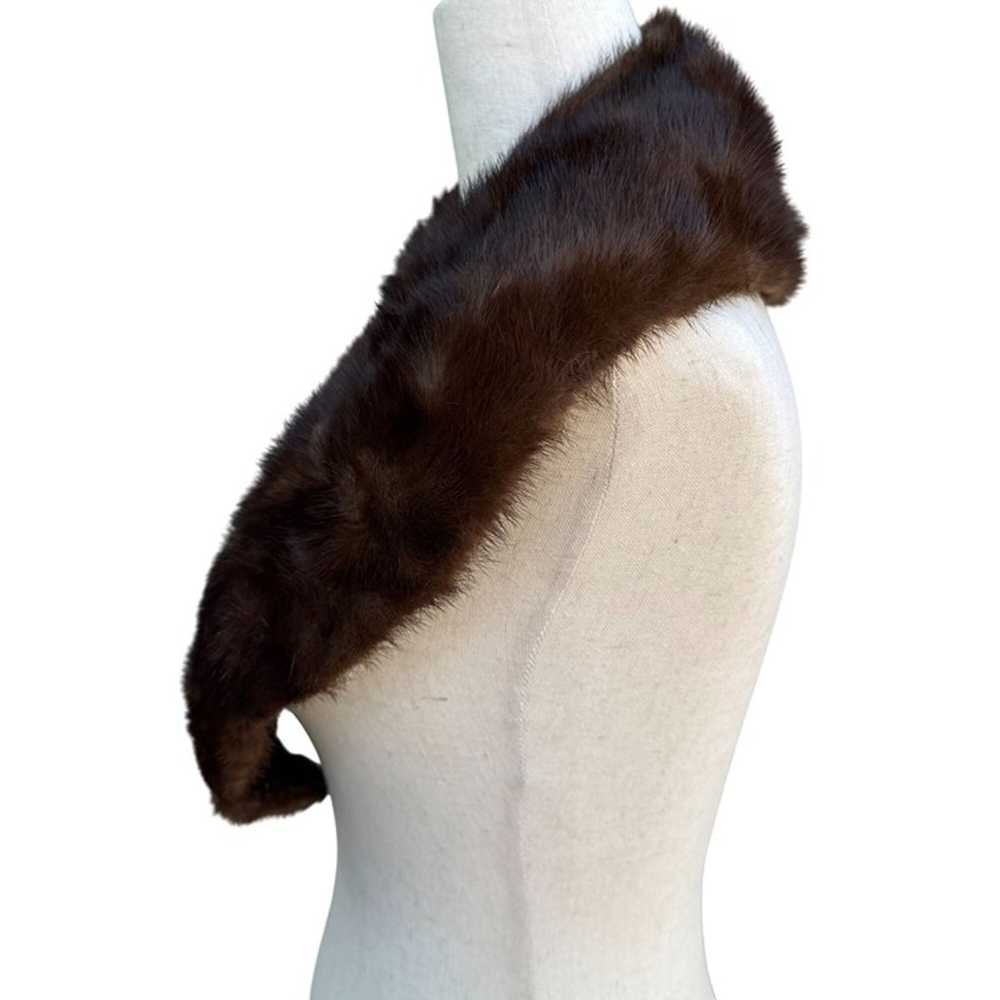 Vintage Womens Handmade Brown Mink Fur Stole Coll… - image 4