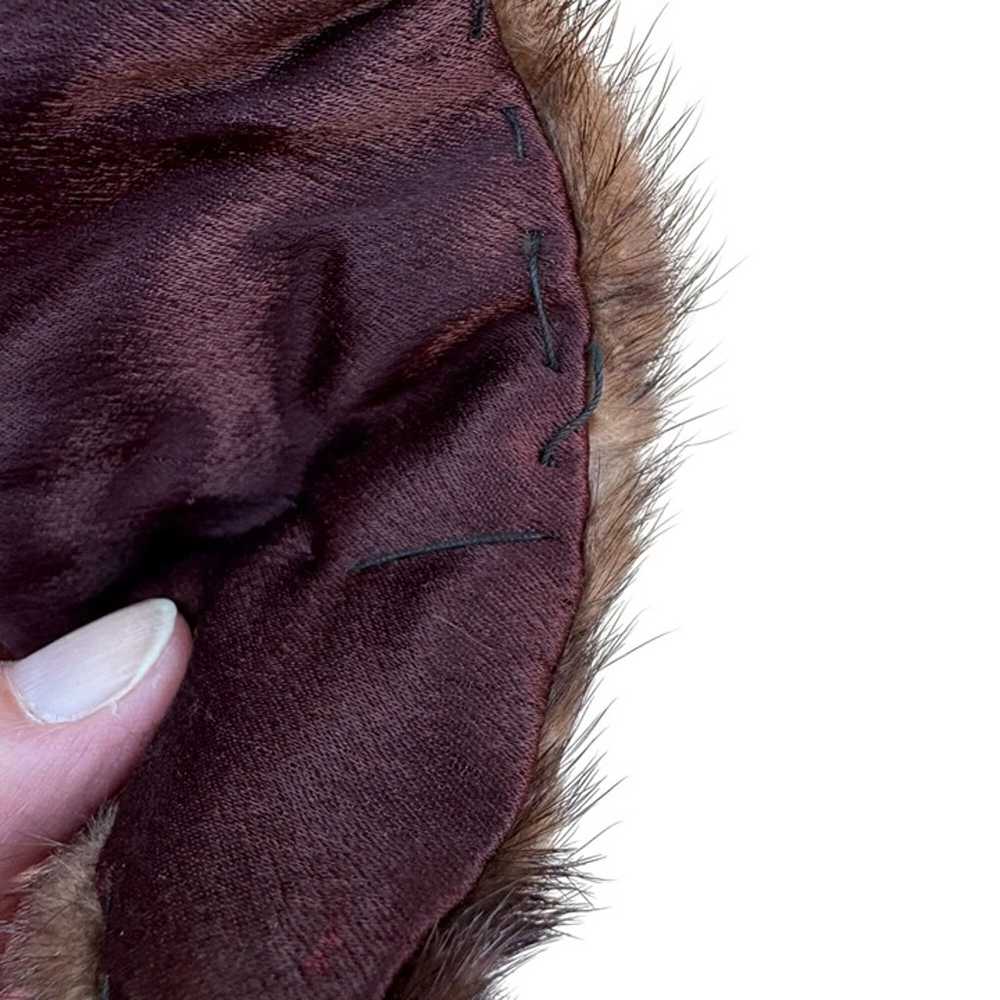 Vintage Womens Handmade Brown Mink Fur Stole Coll… - image 6