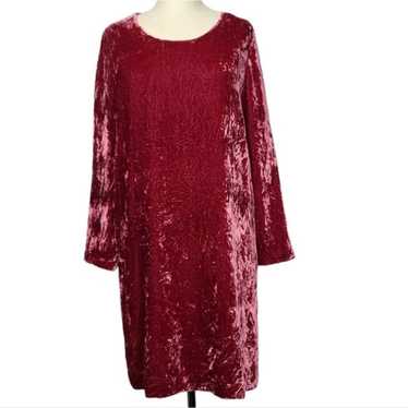 J. Jill Crushed Velvet Long Sleeves Back Zipper D… - image 1