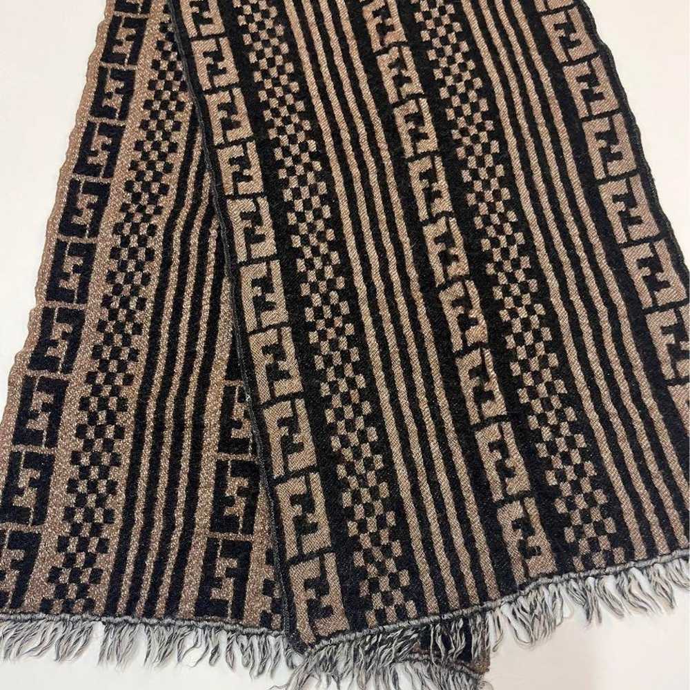 Fendi ☆ Scarf Zucca Pattern Rectangular Stole Log… - image 5