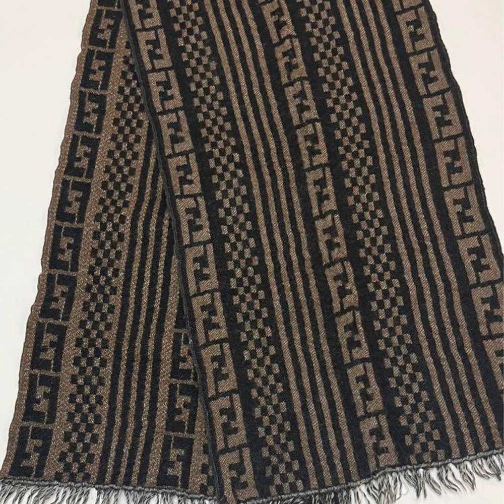 Fendi ☆ Scarf Zucca Pattern Rectangular Stole Log… - image 8