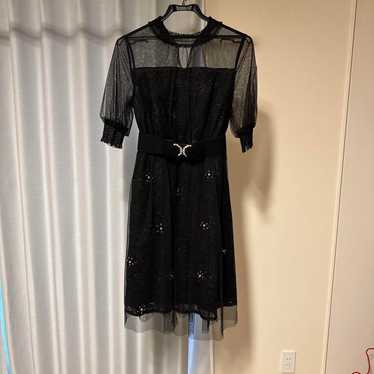 Sheer black dress, knee-length, short sleeves - image 1