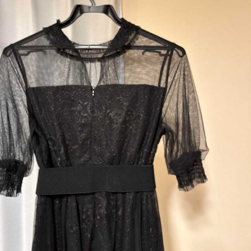 Sheer black dress, knee-length, short sleeves - image 4