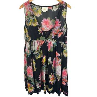 Anthropologie Maeve Violeta Black Floral Babydoll 