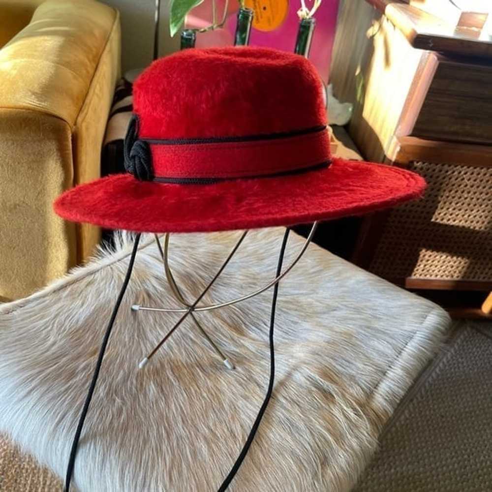 Vintage Mr. John Jr. Plush red velour felt fur fe… - image 2