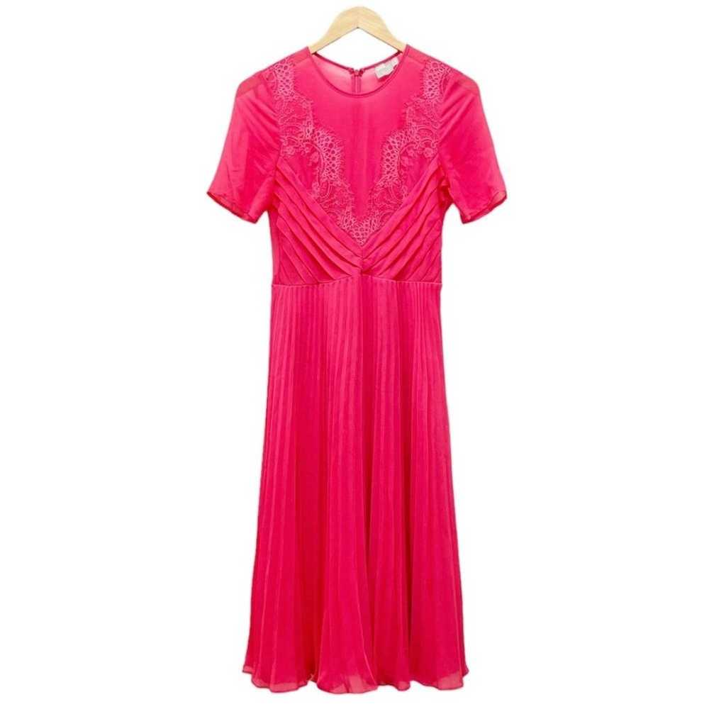 ASOS Lace And Pleat Skater Midi Dress Hot Pink Ro… - image 11